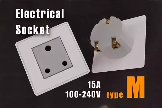 Electrical Socket 1P - Type M 3D model