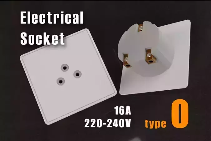 Electrical Socket 1P - Type O 3D model