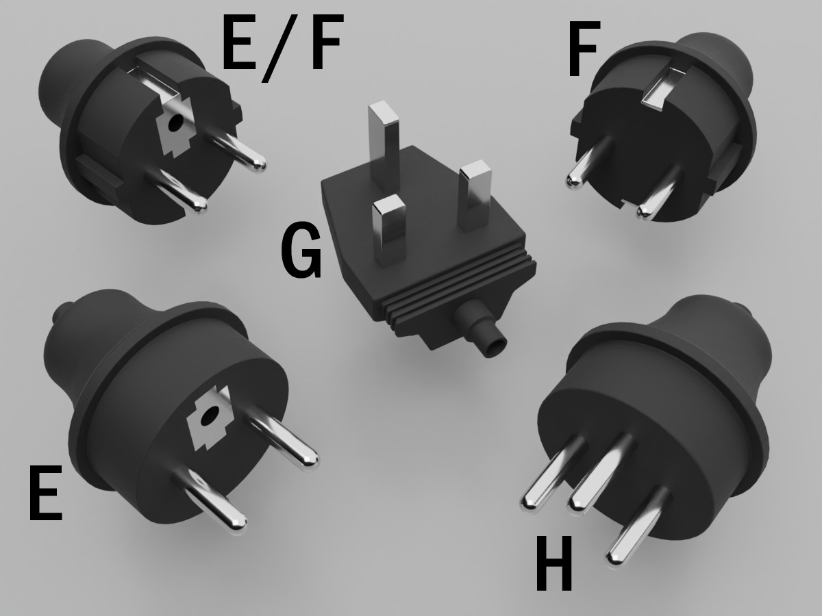 Single-Phase Electrical Sockets and Plugs Type A - Type O 3D Model Collection_21