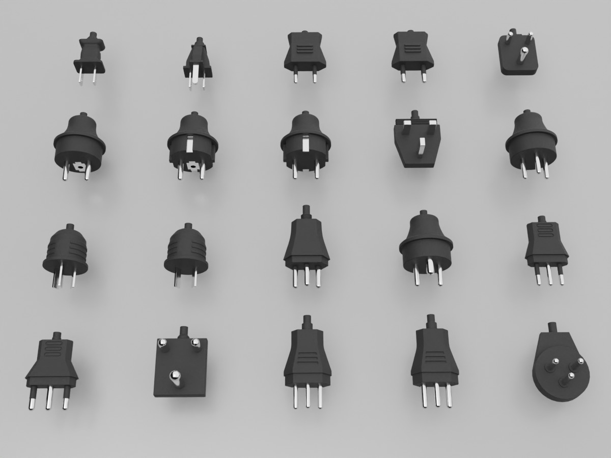 Single-Phase Electrical Sockets and Plugs Type A - Type O 3D Model Collection_19