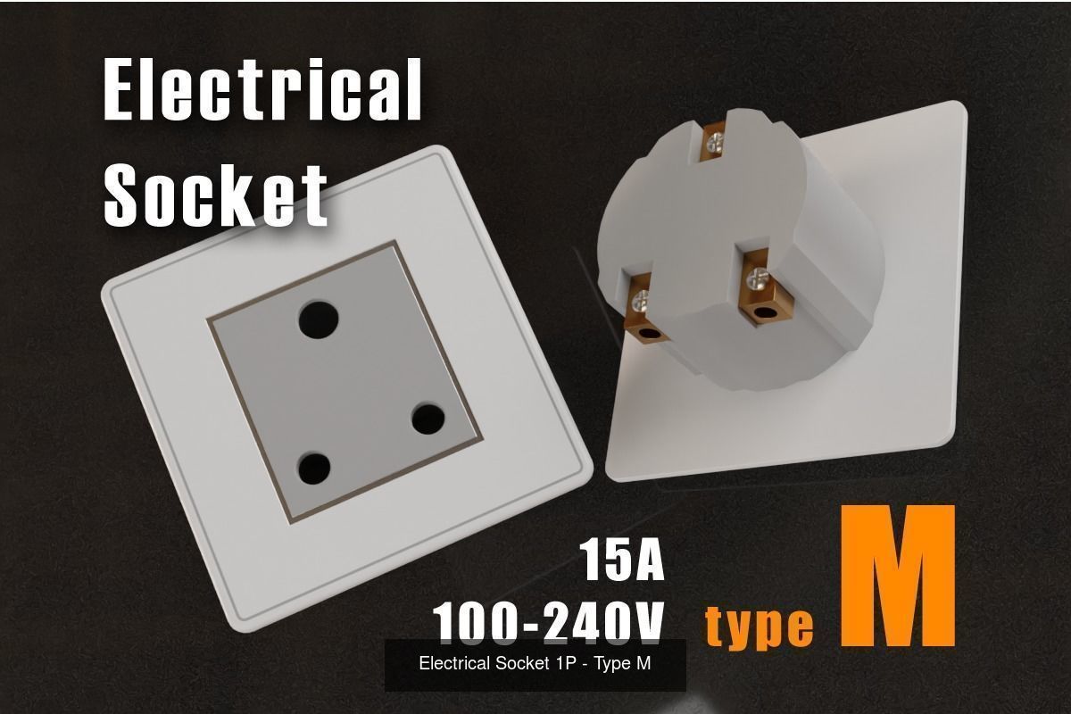 Single-Phase Electrical Sockets and Plugs Type A - Type O 3D Model Collection_16