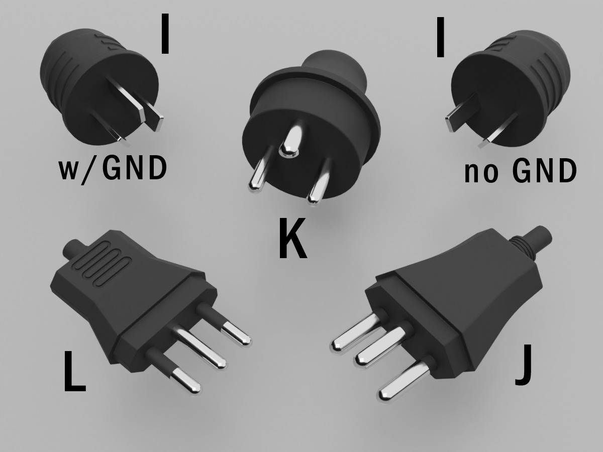 Single-Phase Electrical Sockets and Plugs Type A - Type O 3D Model Collection_22