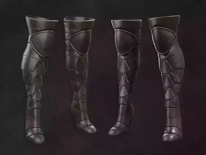 Medieval warrior leg armor female lowpoly game asset