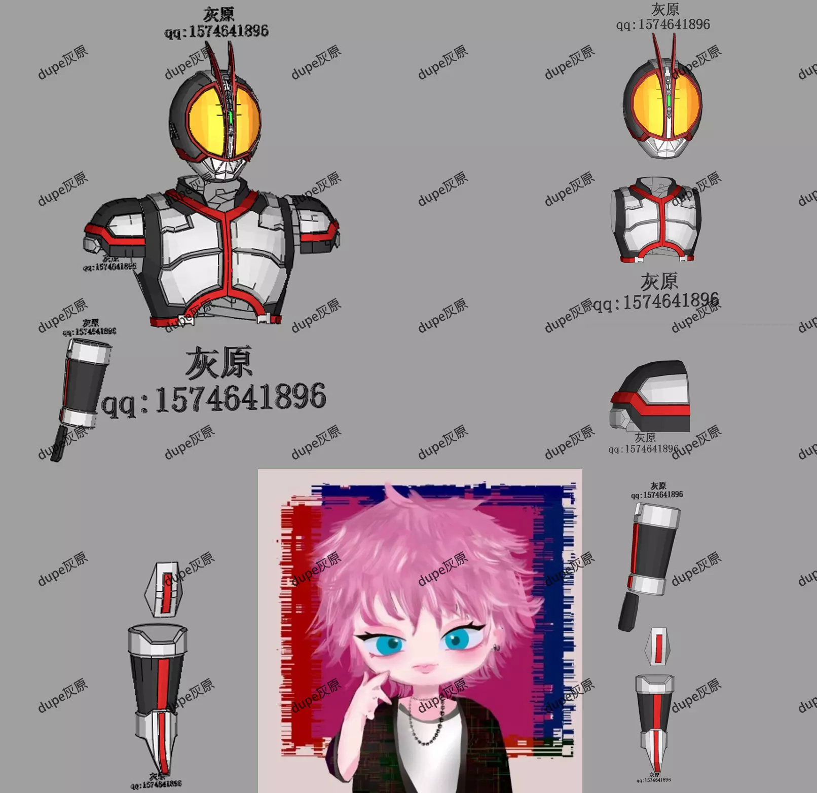 Kamen Rider faiz Cosplay Pepakura Foam Template Low-poly 3D model_0