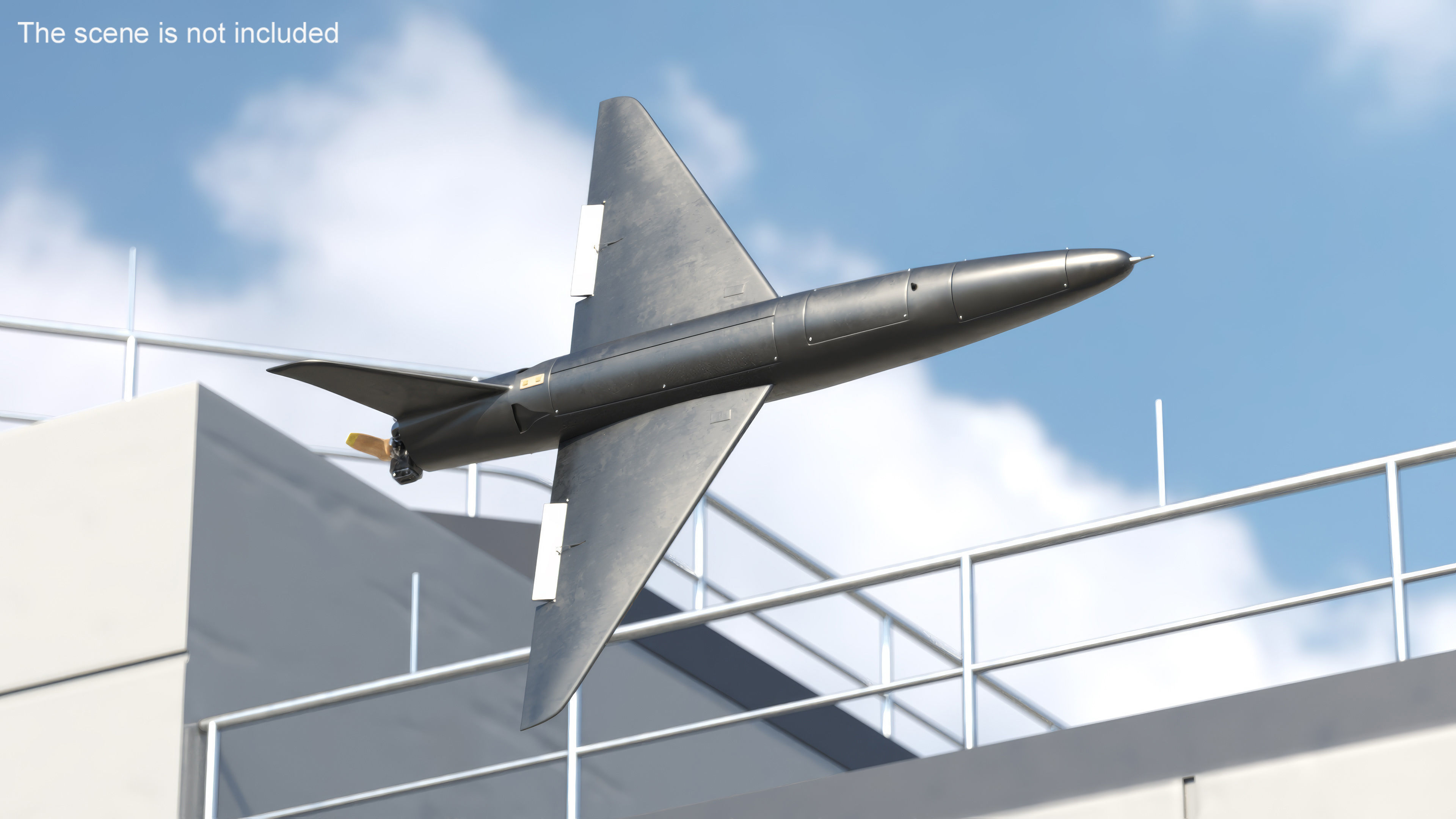 Drone Kamikaze Black Rigged 3D model
