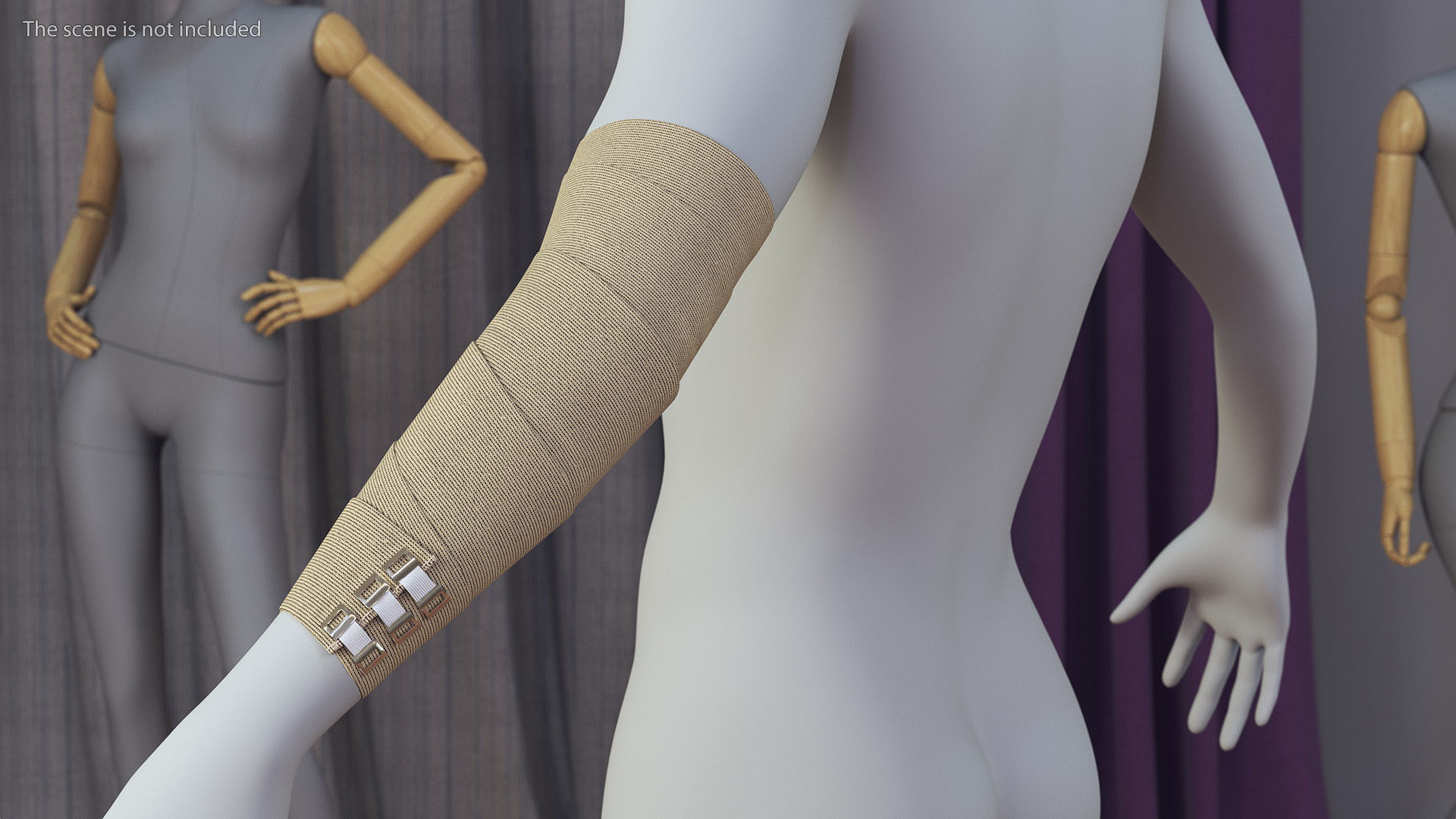 Elastic Bandage Beige with Clamps on Mannequin 3D model