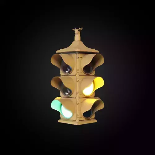 Yellow Traffic Light Low-poly
