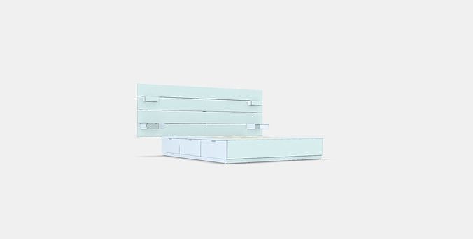 NORDLI Bed frame w storage and headboard Low-poly 3D model