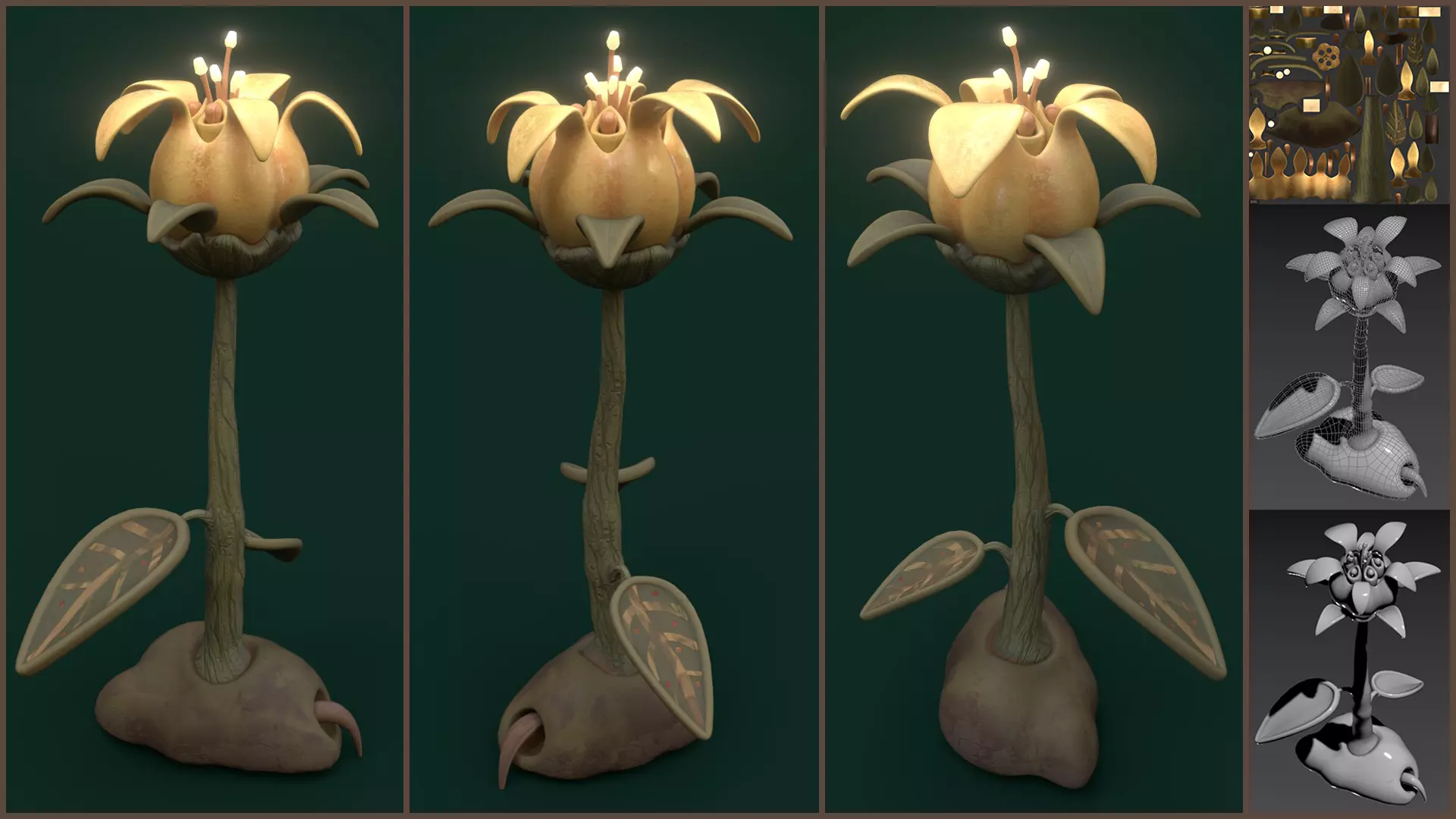 Stylized Fantasy Flower Low-poly 3D model