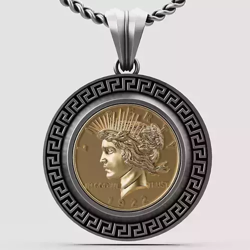  Peace Silver One Dollar Coin Pendant gold 3d jewelry printable