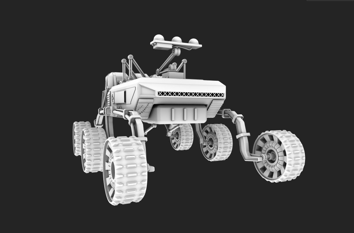 Sci-Fi Space Rover Low-poly 3D model_6