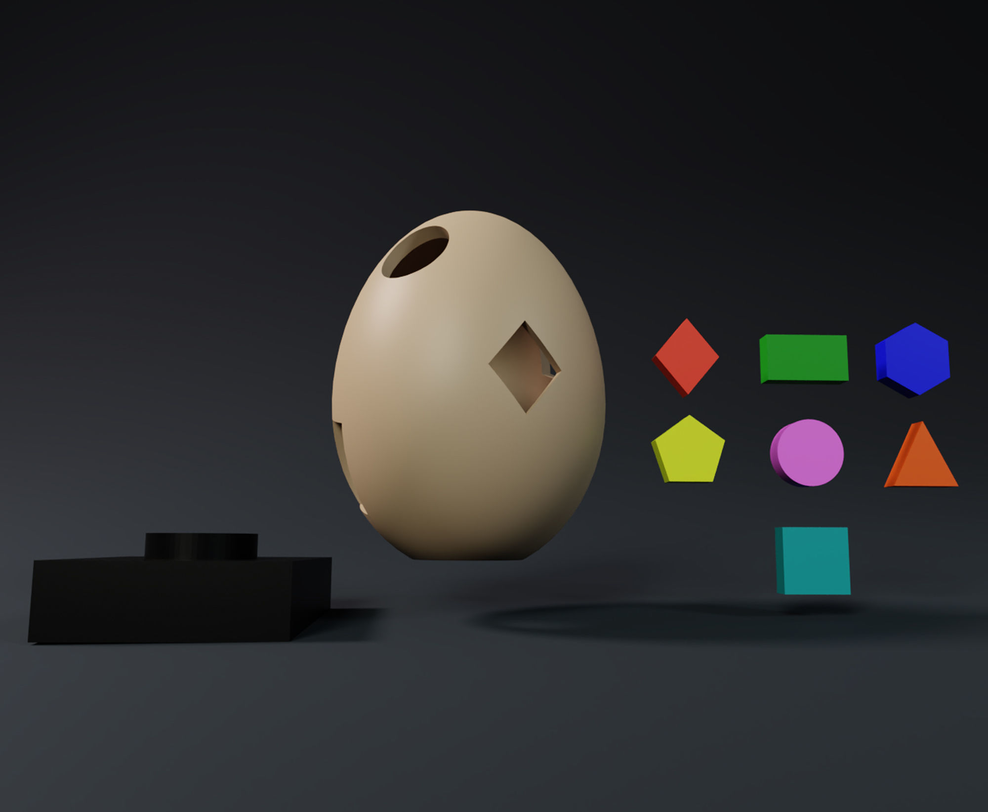 Fun and educational set of Montessori Egg Shapped games 3D print model_3
