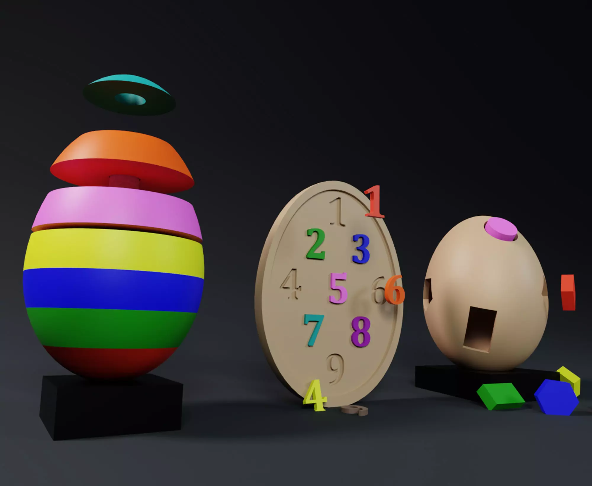 Fun and educational set of Montessori Egg Shapped games 3D print model_0