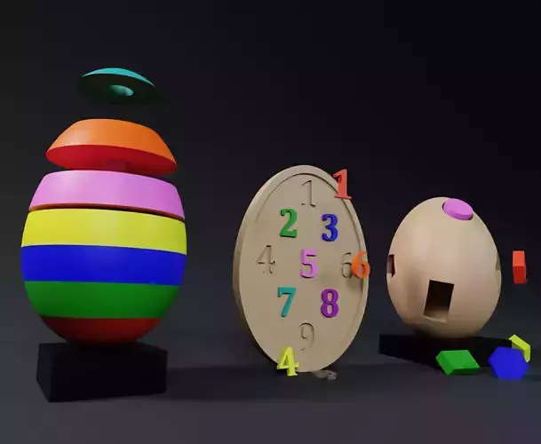 Fun and educational set of Montessori Egg Shapped games 3D print model