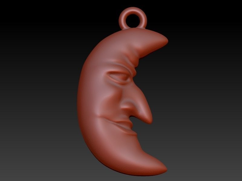 moon crescent face Charm Pendant Necklace Jewelry 3D print model_1