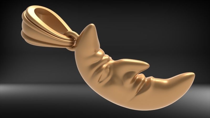 moon crescent face Charm Pendant Necklace Jewelry 3D print model_6