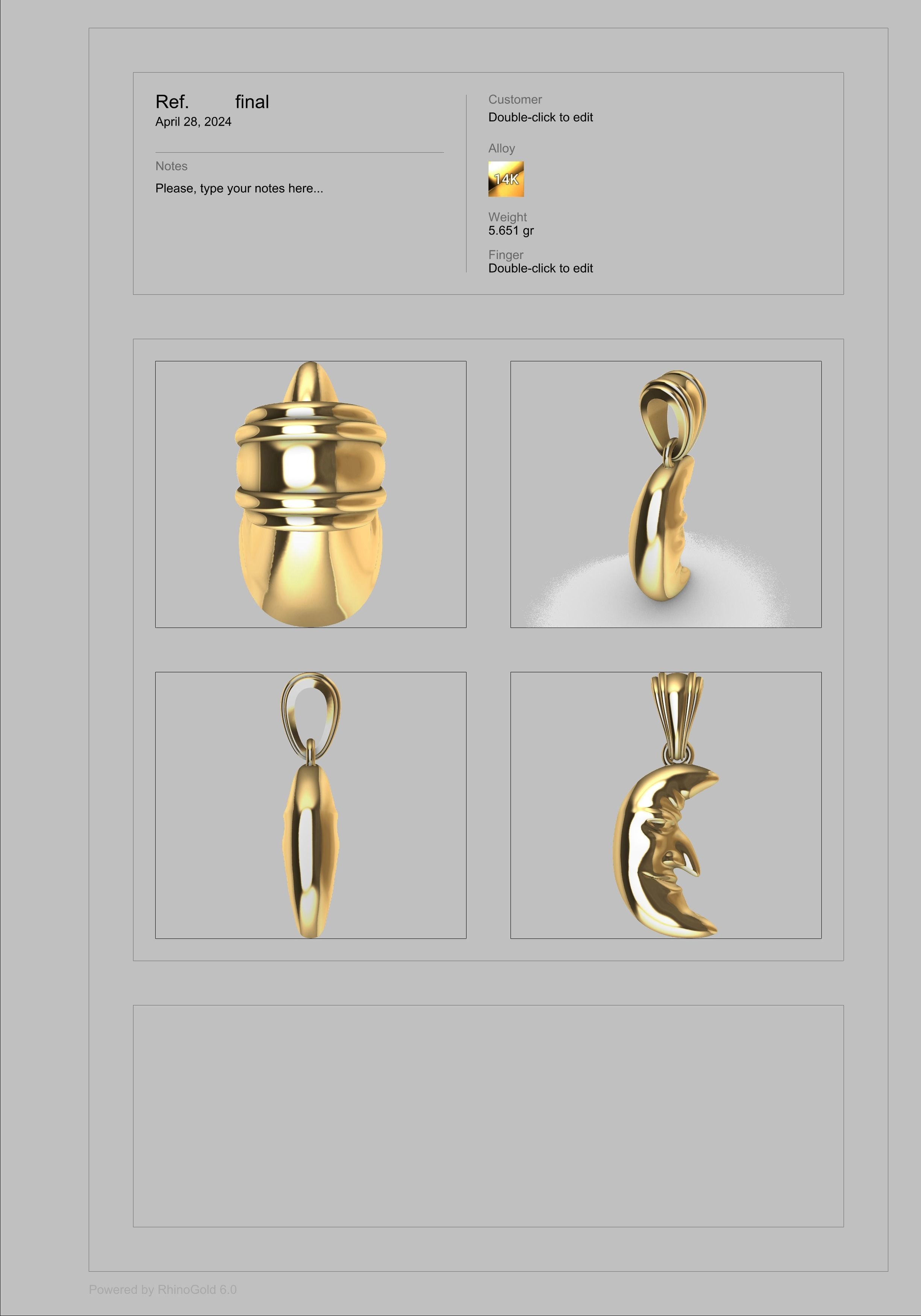 moon crescent face Charm Pendant Necklace Jewelry 3D print model_20