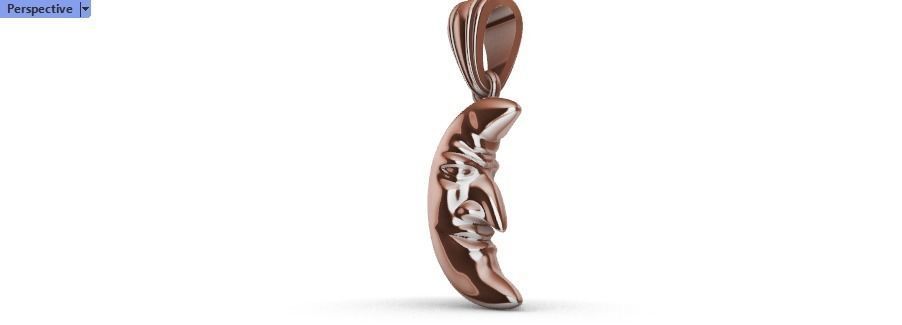 moon crescent face Charm Pendant Necklace Jewelry 3D print model_19