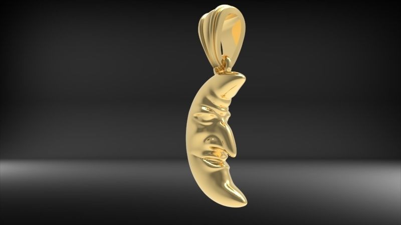 moon crescent face Charm Pendant Necklace Jewelry 3D print model_10