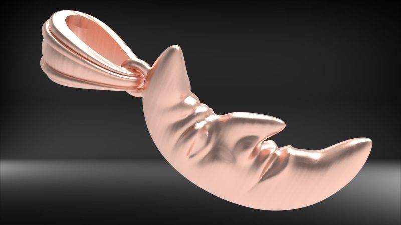 moon crescent face Charm Pendant Necklace Jewelry 3D print model_22