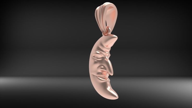 moon crescent face Charm Pendant Necklace Jewelry 3D print model_13