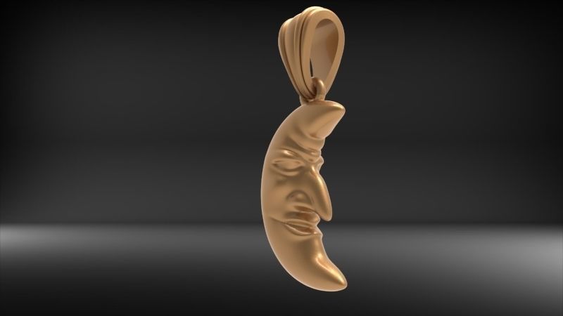 moon crescent face Charm Pendant Necklace Jewelry 3D print model_8