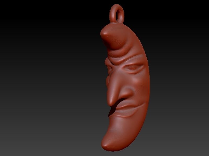 moon crescent face Charm Pendant Necklace Jewelry 3D print model_2