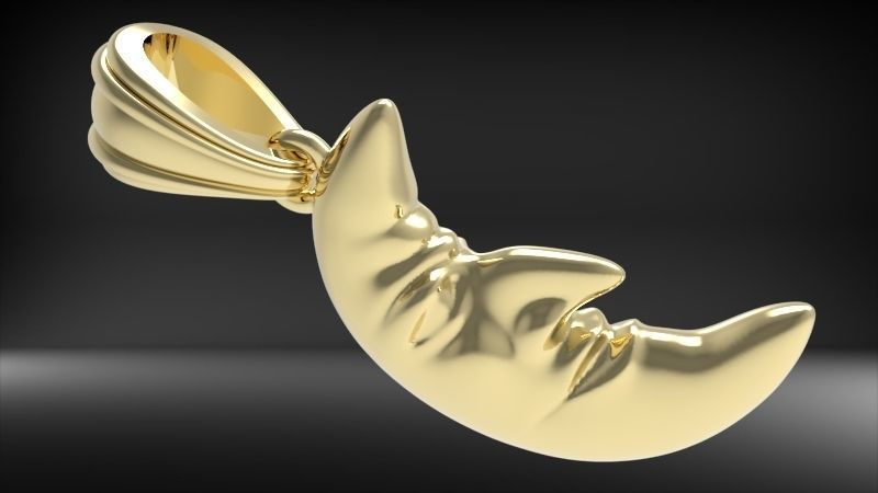 moon crescent face Charm Pendant Necklace Jewelry 3D print model_21