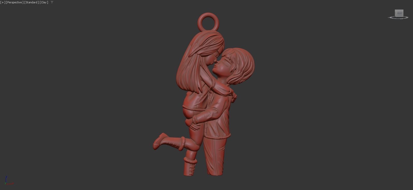 HUG Pendant jewelry Gold 3D print model_6