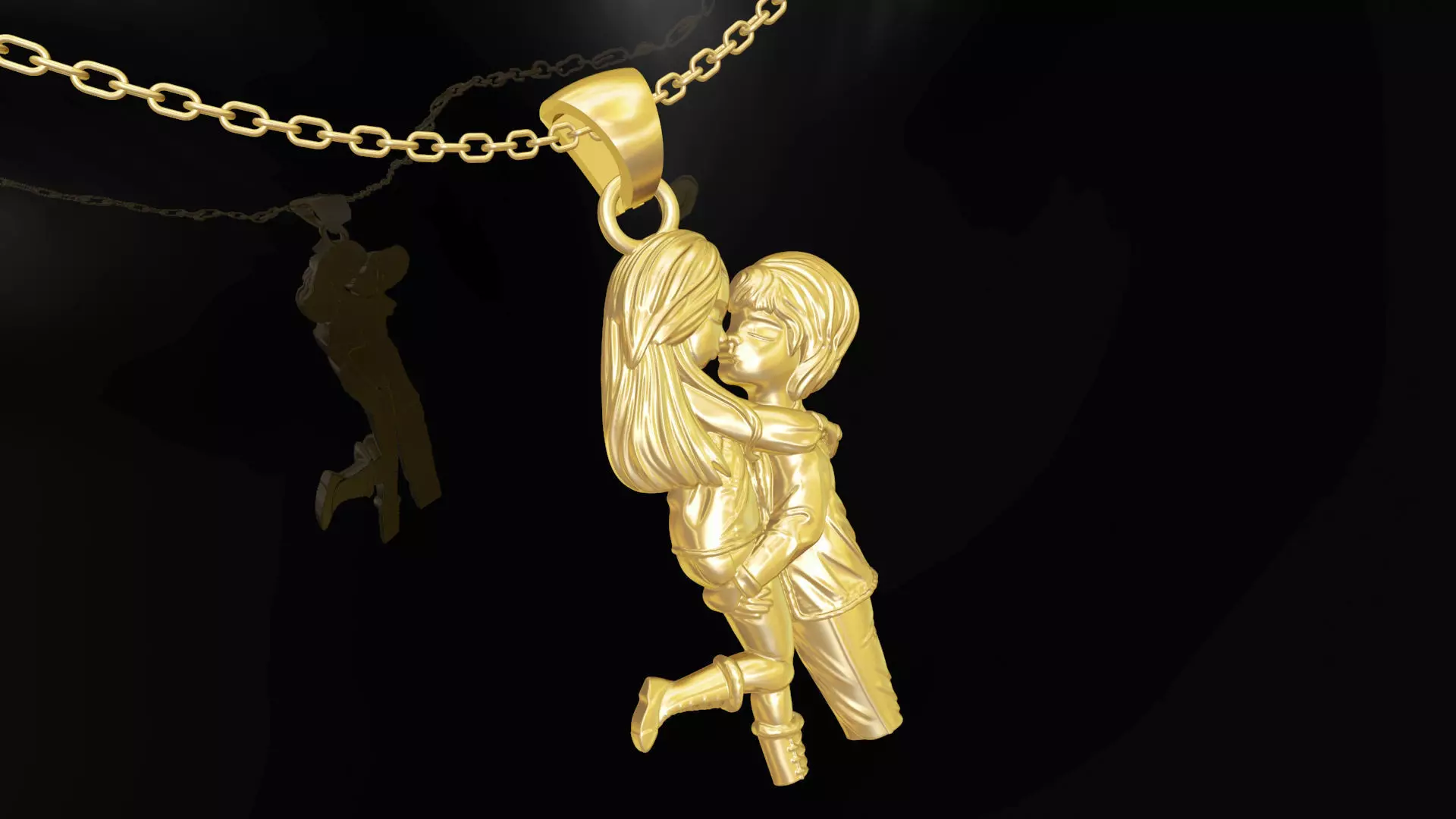HUG Pendant jewelry Gold 3D print model_0