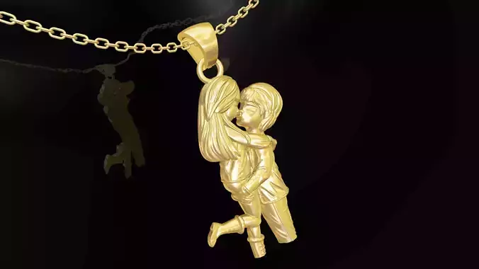 HUG Pendant jewelry Gold 3D print model