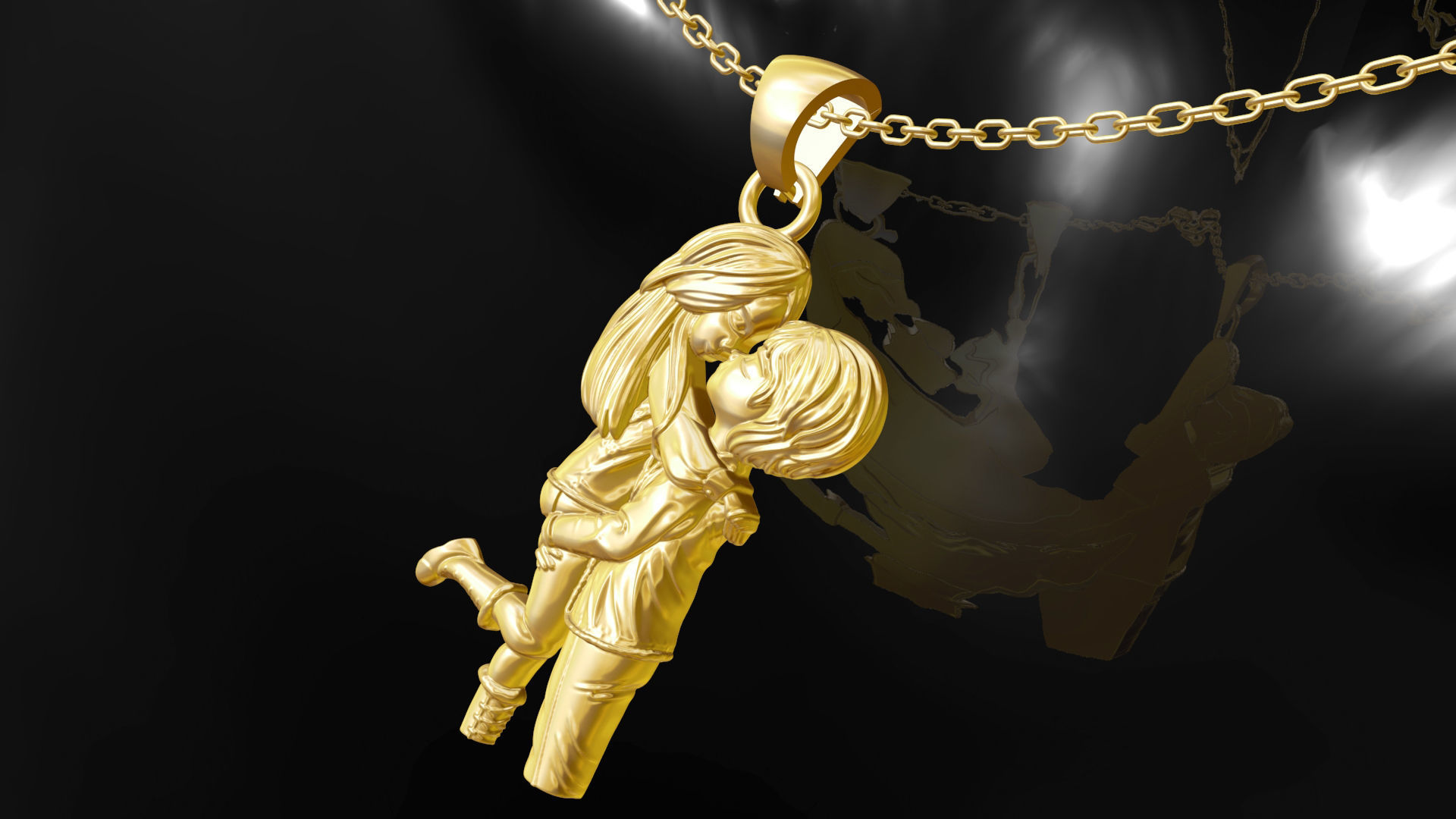 HUG Pendant jewelry Gold 3D print model_2