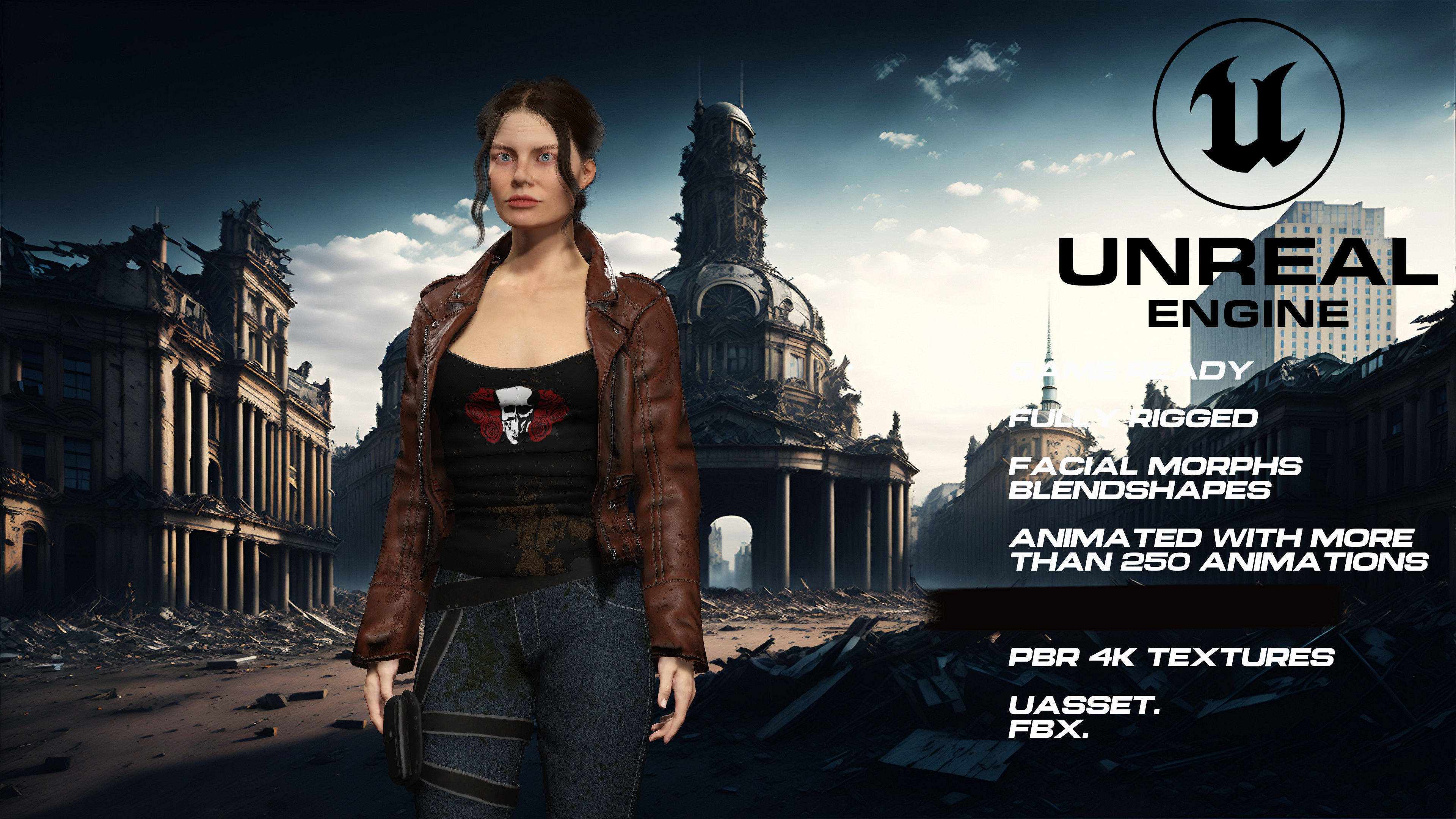 Zombie Hunter full rigged - game ready - animated Low-poly 3D model_1