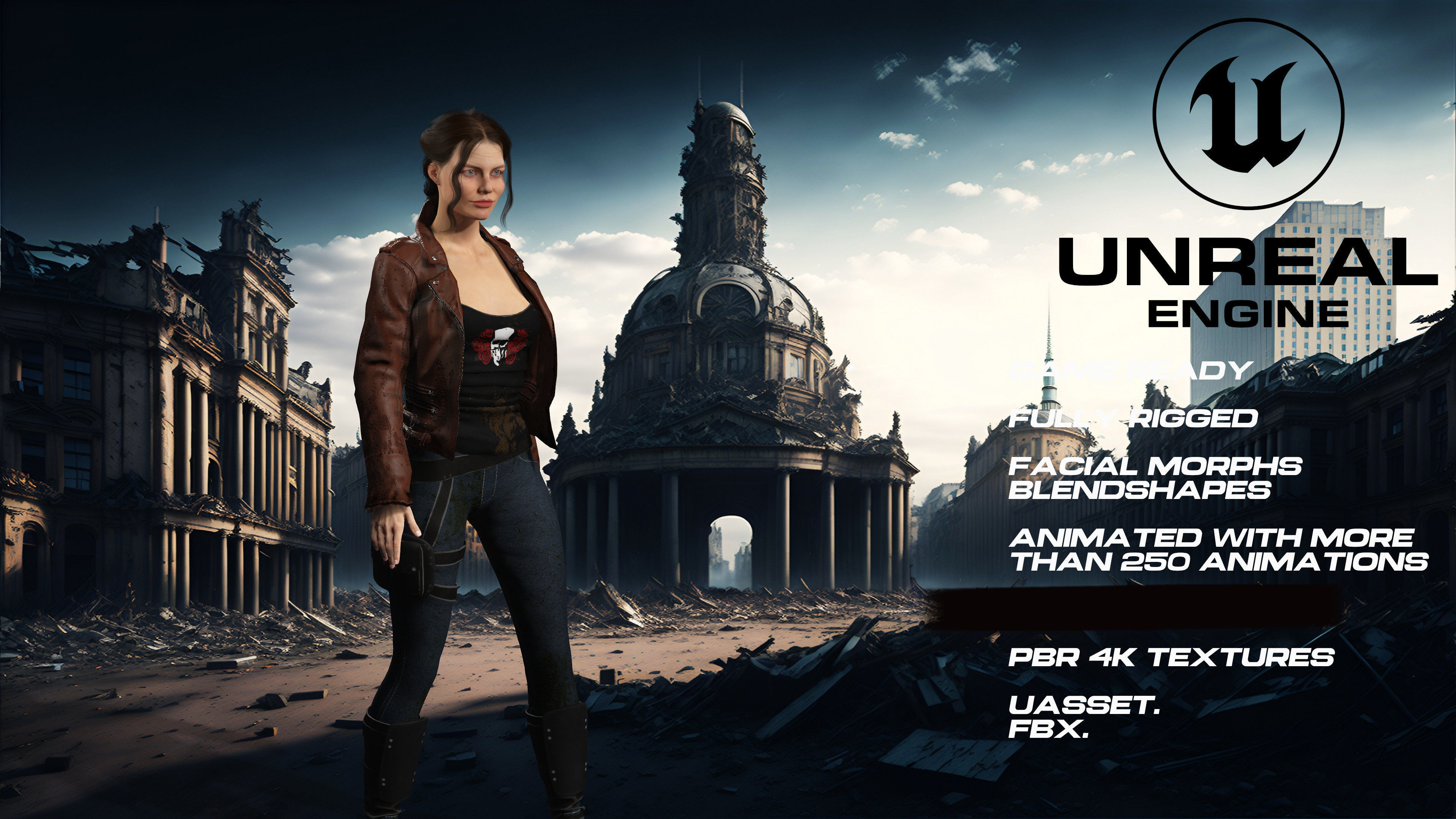 Zombie Hunter full rigged - game ready - animated Low-poly 3D model_5