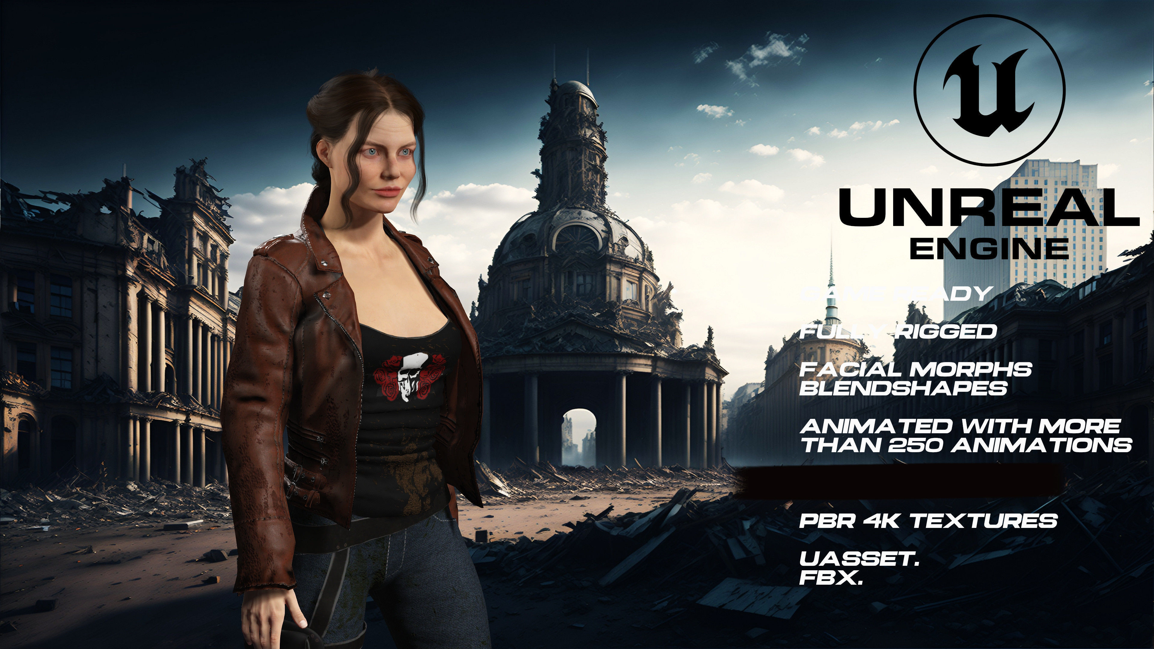 Zombie Hunter full rigged - game ready - animated Low-poly 3D model_4