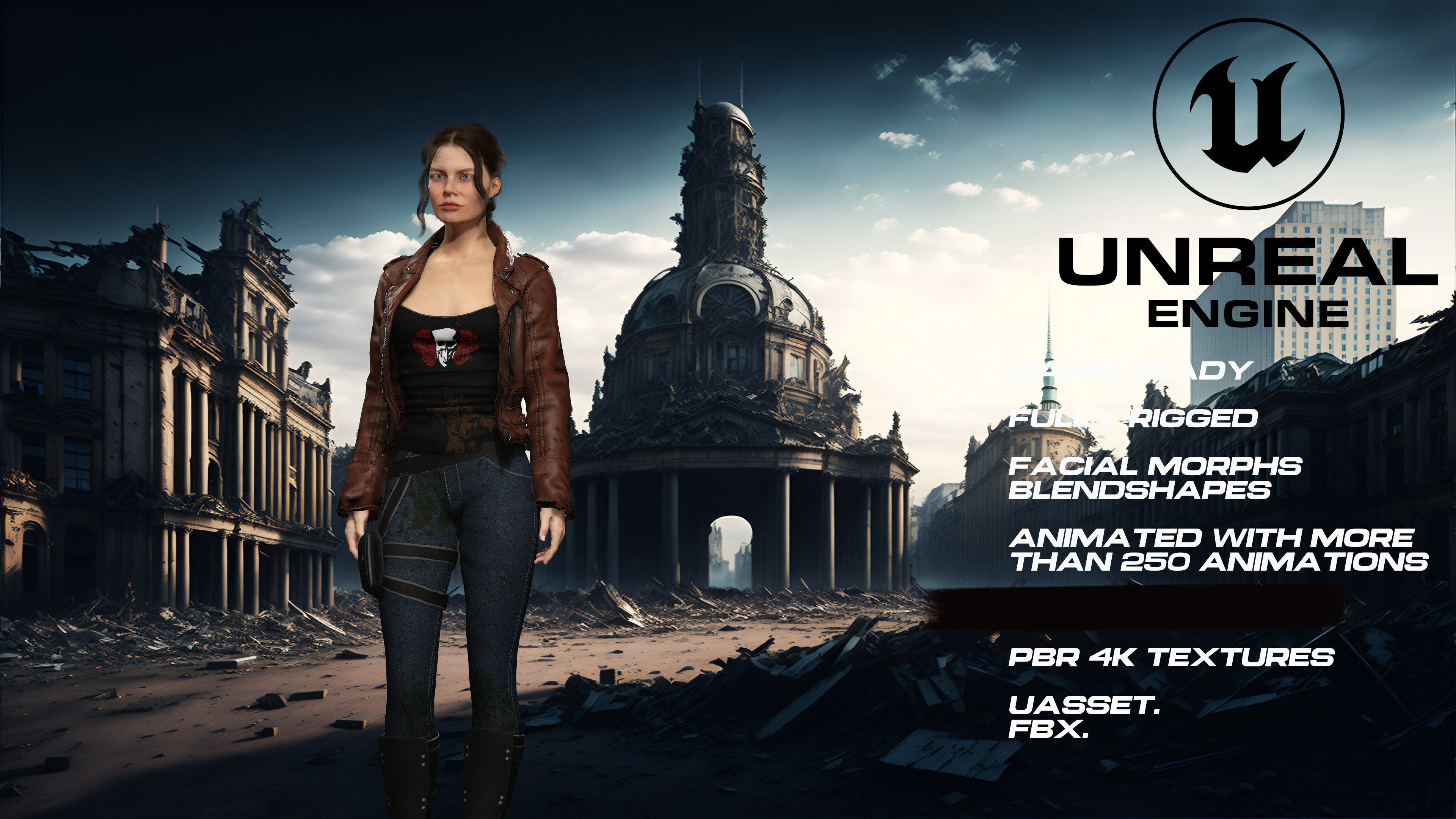 Zombie Hunter full rigged - game ready - animated Low-poly 3D model_2