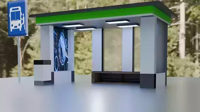3d modeling new modern bus stop2 