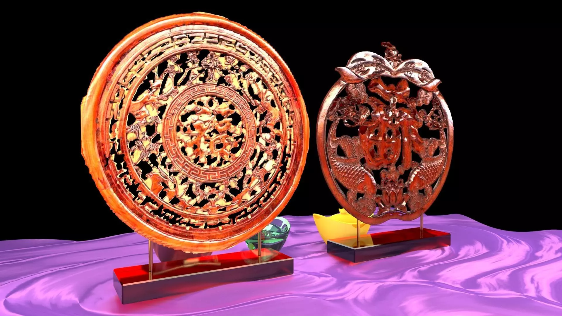 Chinese fu carving pattern 3D model