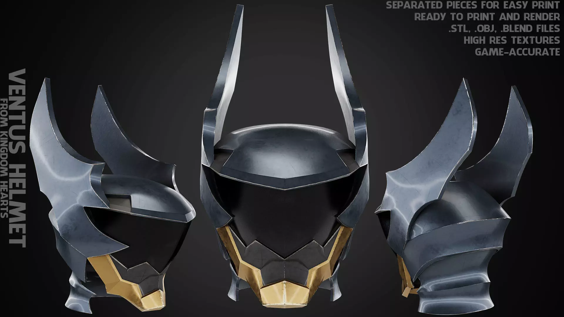 Kingdom Hearts Ventus Helmet for Cosplay 3D print model_0