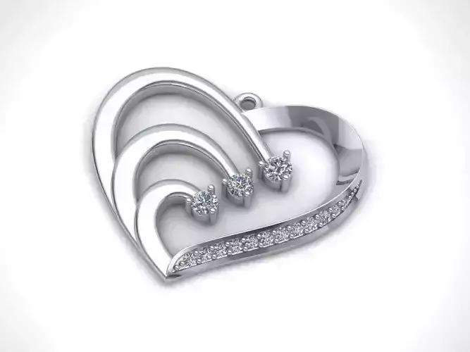 2 Pendants heart with diamonds