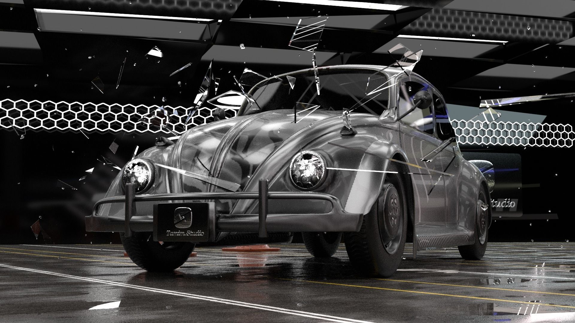 Volkswagen Beetle Low-poly 3D model_7