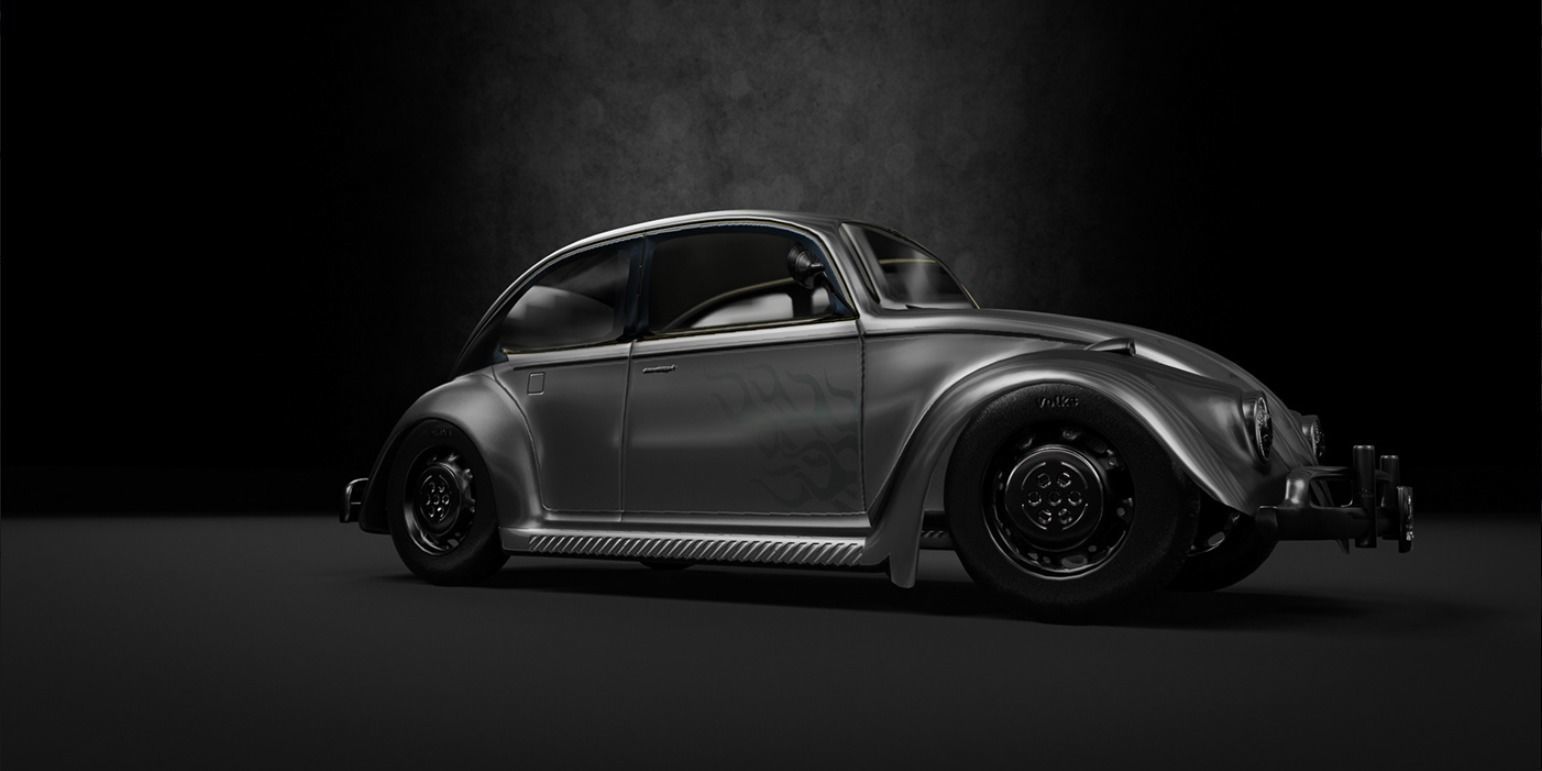 Volkswagen Beetle Low-poly 3D model_4