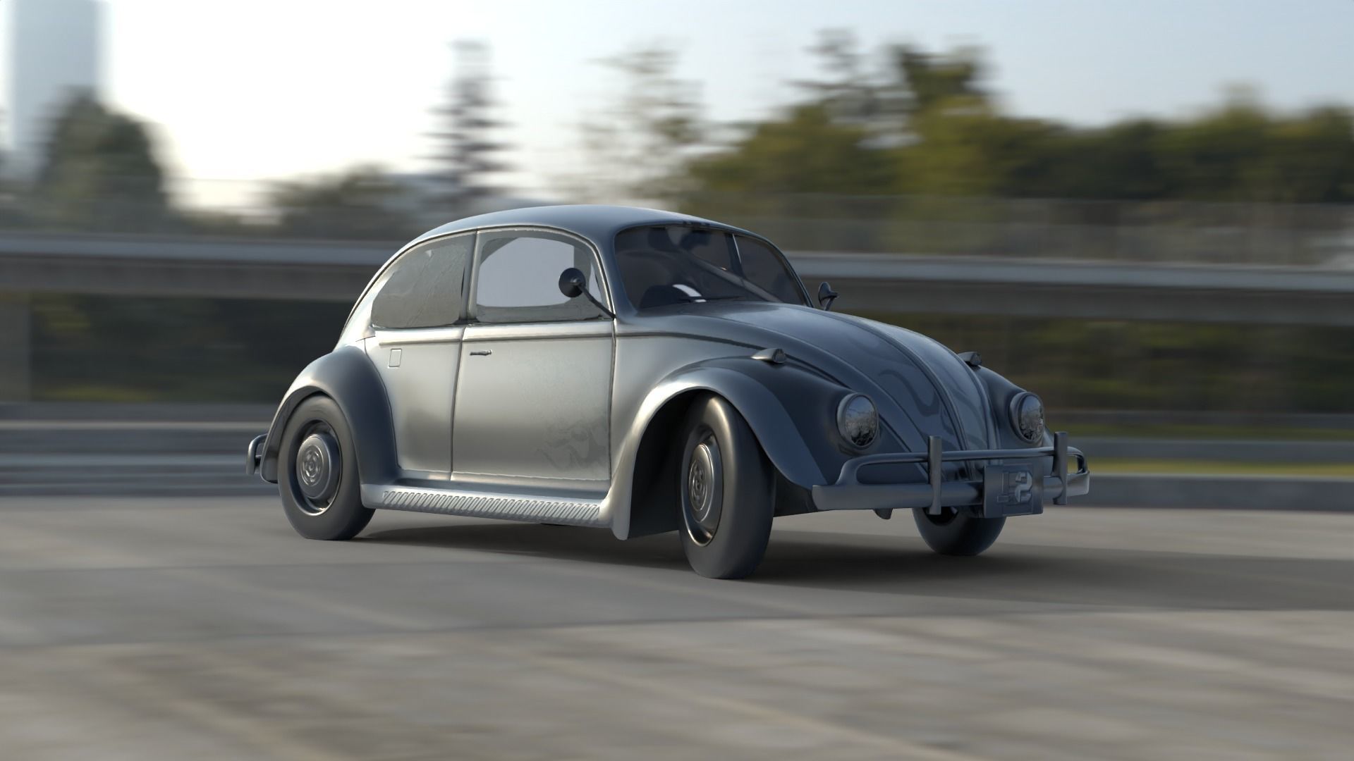 Volkswagen Beetle Low-poly 3D model_5