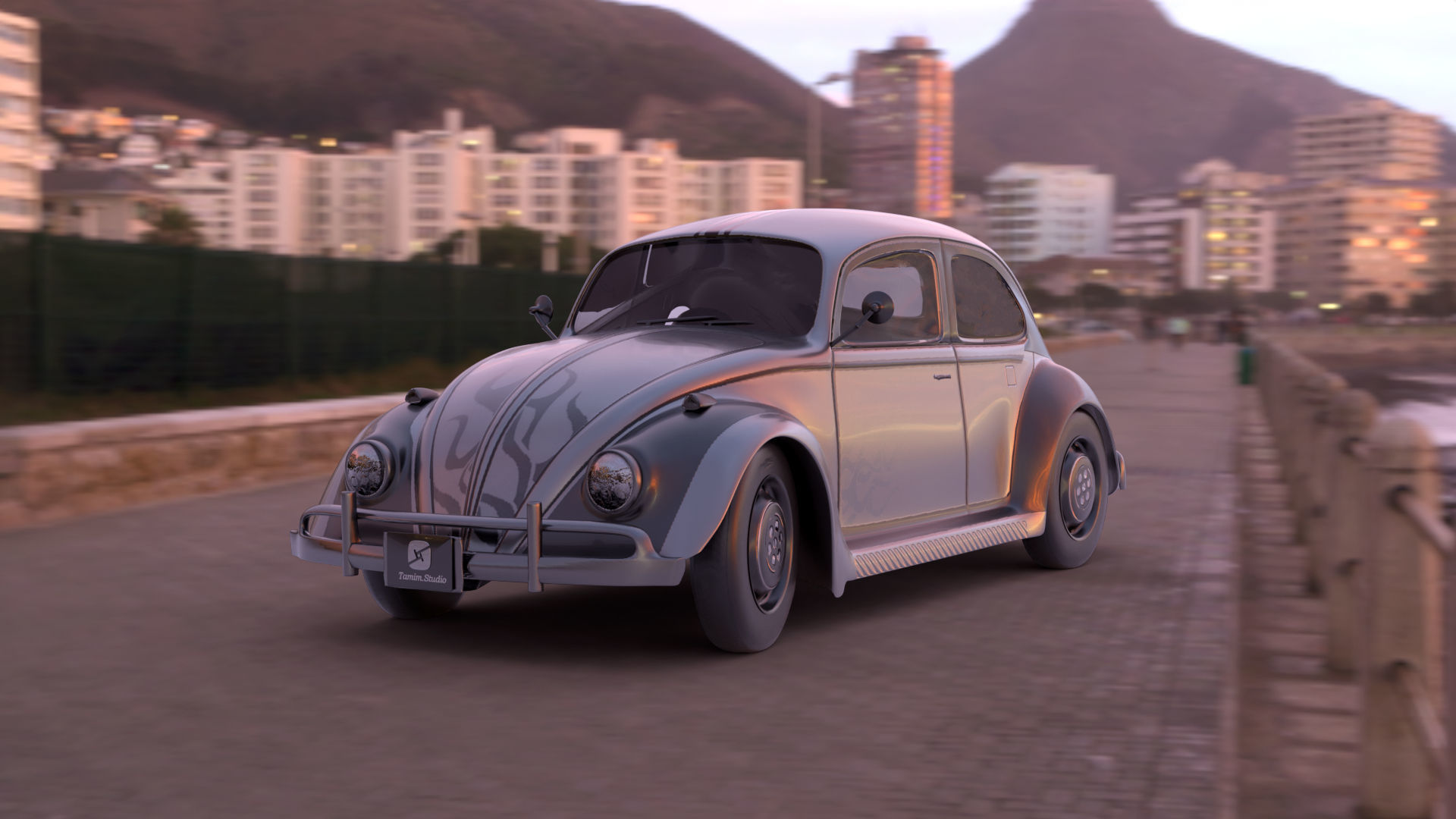 Volkswagen Beetle Low-poly 3D model_2