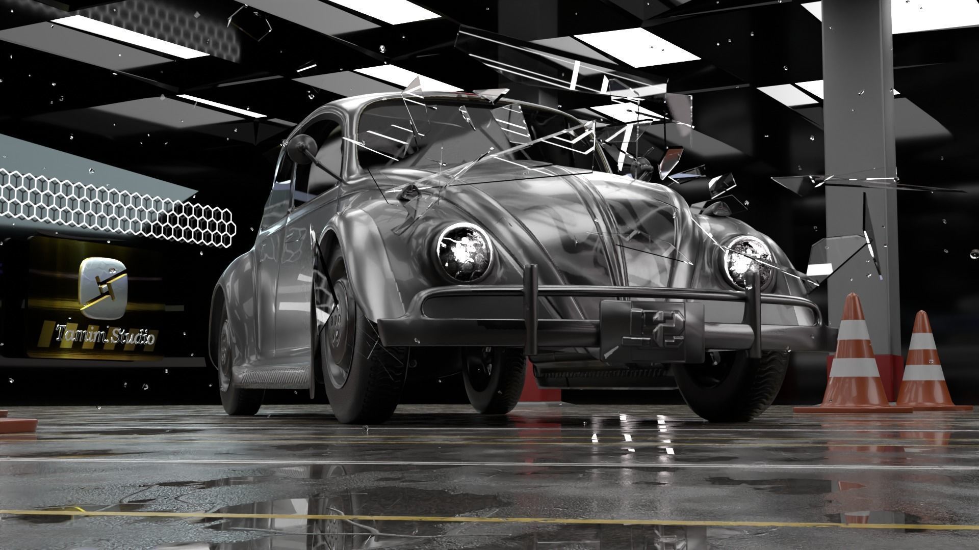 Volkswagen Beetle Low-poly 3D model_3