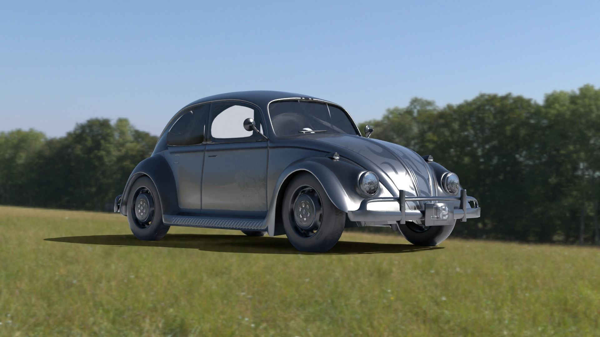 Volkswagen Beetle Low-poly 3D model_6
