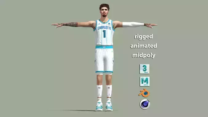 T-Pose Rigged LaMelo Ball Charlotte Hornets 3D model
