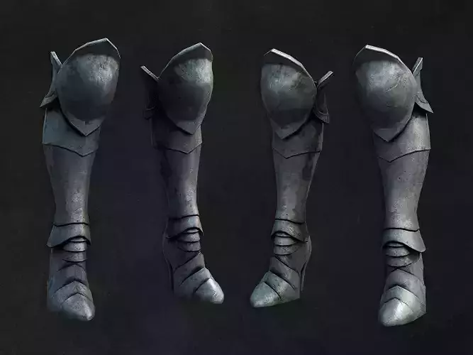 Warrior metal leg armor female lowpoly game asset