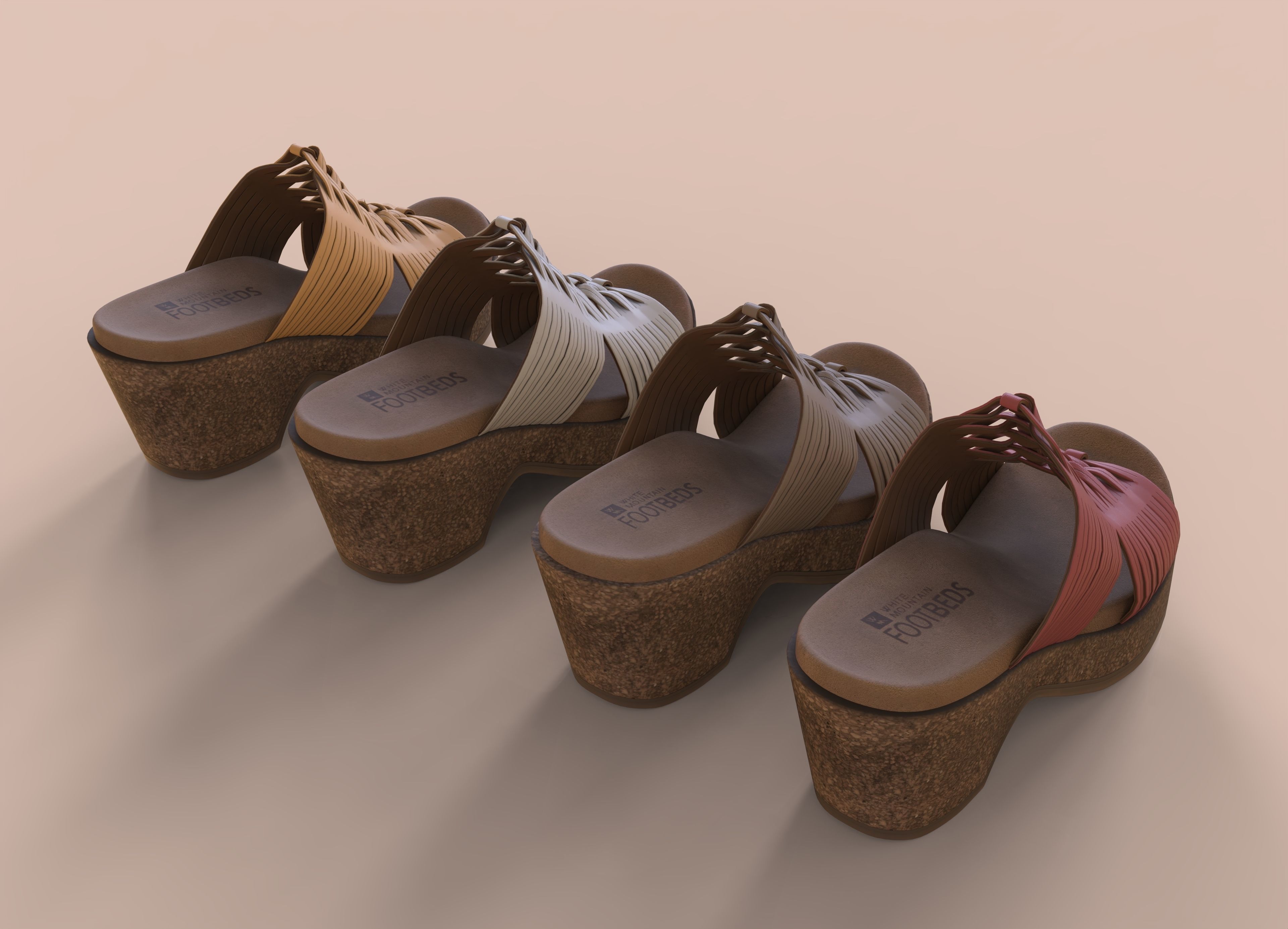 Crete Womens Clog Sandals Low-poly 3D model_2