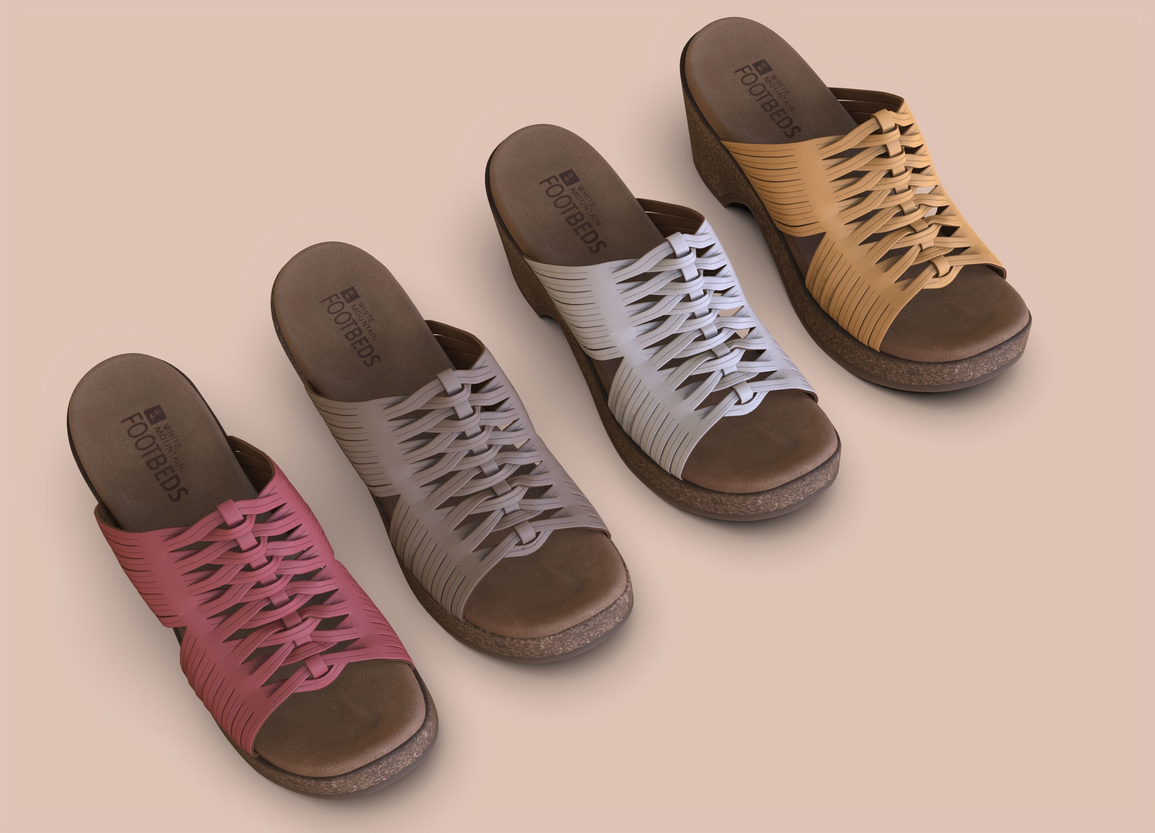 Crete Womens Clog Sandals Low-poly 3D model_4